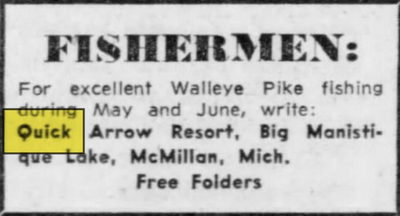 Quick Arrow Resort - Mar 1965 Ad (newer photo)